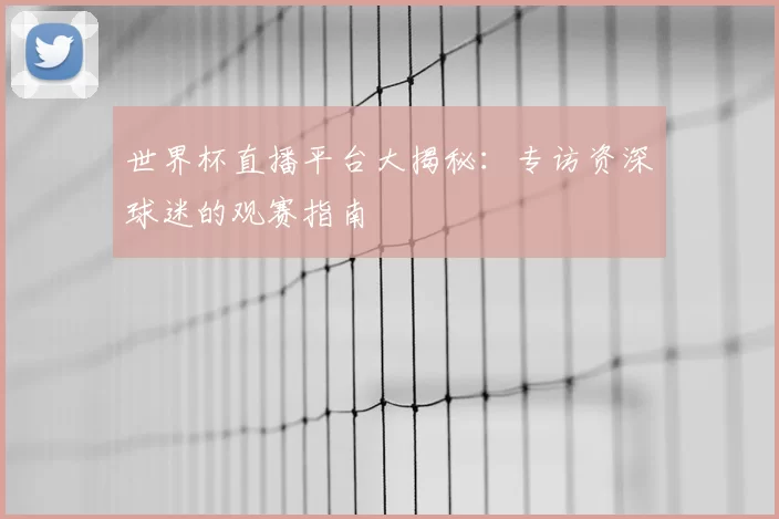 世界杯直播平台大揭秘：专访资深球迷的观赛指南